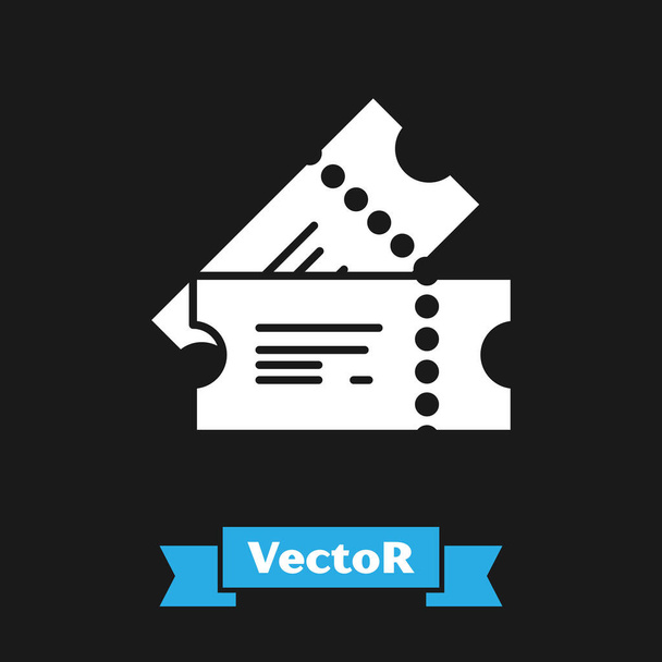 White Cinema ticket icon isolated on black background. Vector Illustration - Vector, Image