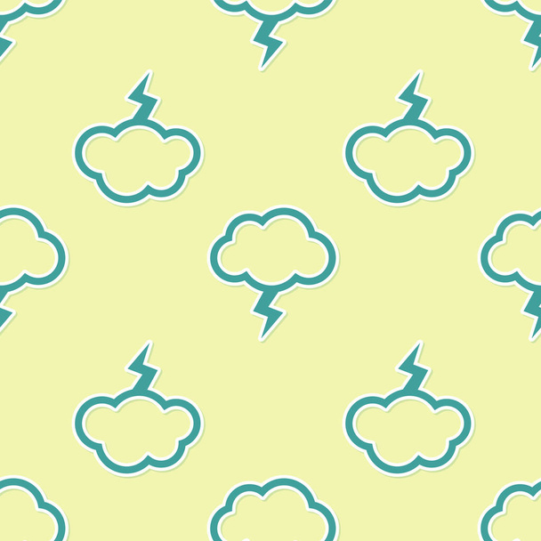 Green Storm icon isolated seamless pattern on yellow background. Cloud and lightning sign. Weather icon of storm. Vector Illustration - Vektor, kép