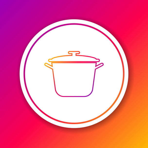 Color line Cooking pot icon isolated on color background. Boil or stew food symbol. Circle white button. Vector Illustration - Vector, Image