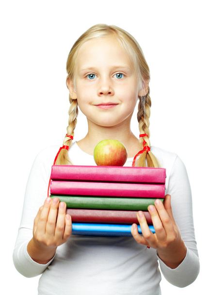 Education - Back to School! Cute child with books - Foto, Imagem