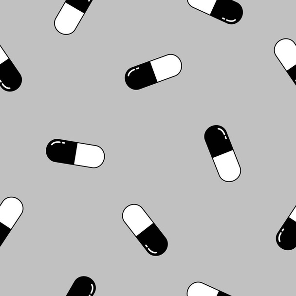 Kapseli pilleri kuvake saumaton kuvio, lääkekapseli pilleri kuvake, farmaseuttinen annostus vektori kuva
 - Vektori, kuva