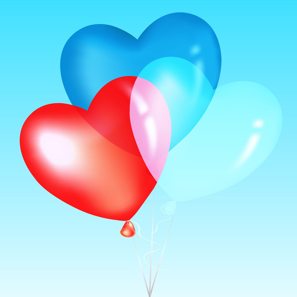 Colorful Heart Shape Balloons - Wektor, obraz