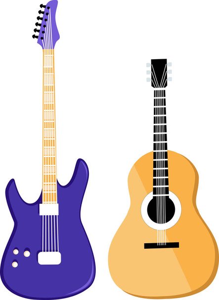 Реалістична векторна ілюстрація акустичних та електричних гітар, ізольовані, вектор EPS 8, без прозорості, без сітки
 - Вектор, зображення