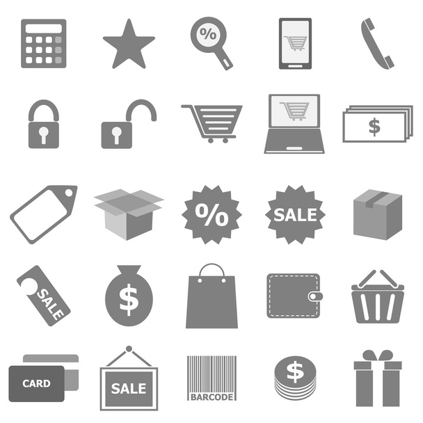 iconos de compras sobre fondo blanco
 - Vector, Imagen