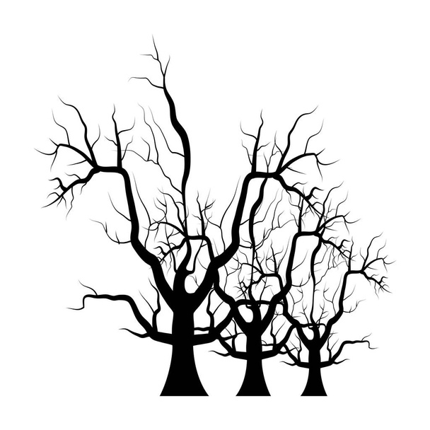 escuro halloween árvores cena isolado ícone
 - Vetor, Imagem