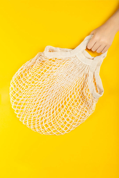 Cotton String Mesh Bag, Reusable Shopping Tote for Grocery - Fotó, kép