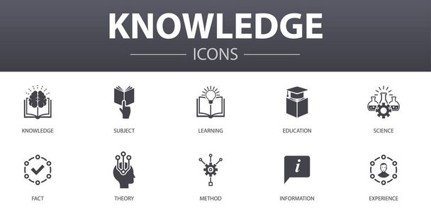 tudás egyszerű fogalom ikonok beállítva. Tartalmaz olyan ikonok, mint a tárgy, oktatás, információ, tapasztalat és több, lehet használni a web, logó - Vektor, kép