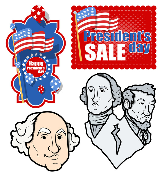 USA Nation - Patriótico - Día de los Presidentes de vacaciones Vector Set
 - Vector, Imagen