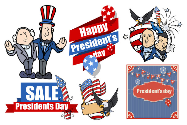 American Presidents Day Vector Set - Vector, Image