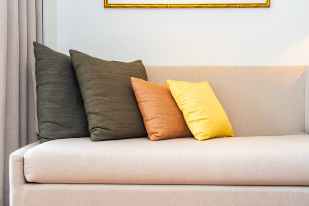 Comfortable pillow on sofa decoration interior - Foto, Imagen