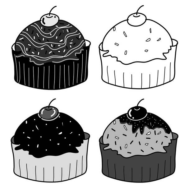 ciasto szkic w czerni i bieli - Wektor, obraz