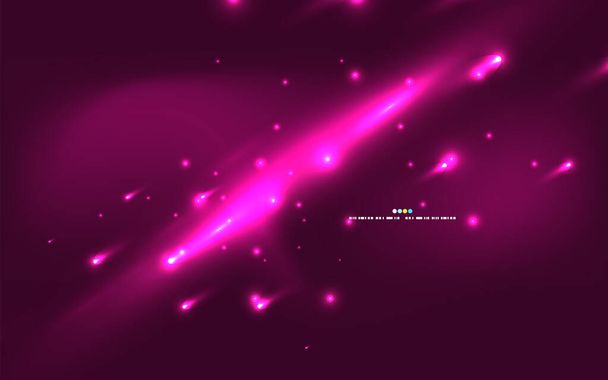 Shooting stars, neon color outer space vector background - Vector, Image