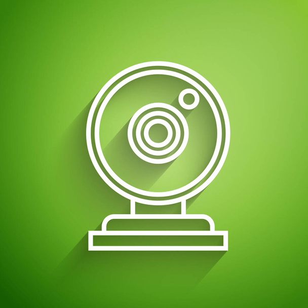 weiße Linie Web-Kamera-Symbol isoliert auf grünem Hintergrund. Chat-Kamera. Webcam-Symbol. Vektorillustration - Vektor, Bild