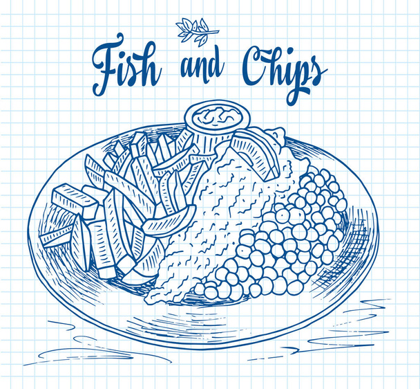 fish and chips - Vector, Image