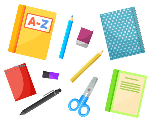 Stationery Supply, School Textbooks and Copybooks - Vettoriali, immagini