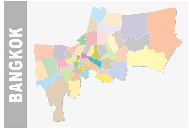 Colorido mapa administrativo y político de Bangkok
 - Vector, Imagen