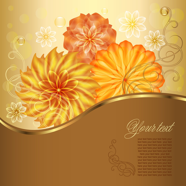 Beautiful background with orange and yellow flowers - Vector, Imagen