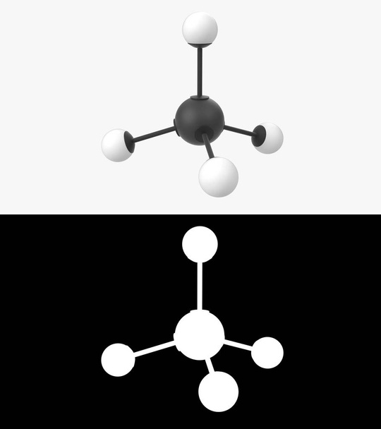 3D illustration of a methane molecule with alpha layer - Photo, Image