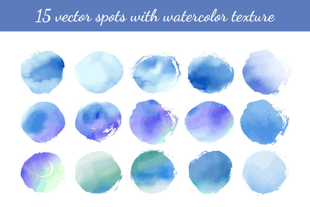 Vektorillustration blauer Flecken, Punkte auf weißem Hintergrund, Set Collection  - Vektor, Bild