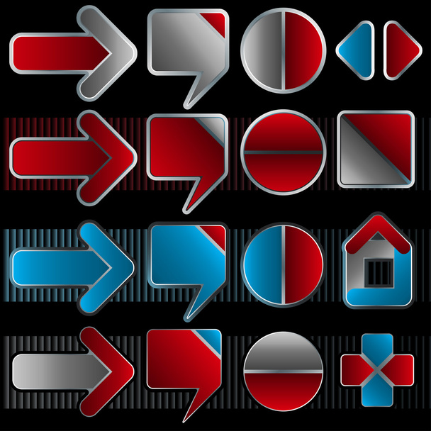 Набір іконок синього, червоного та сірого кольорів
 - Вектор, зображення