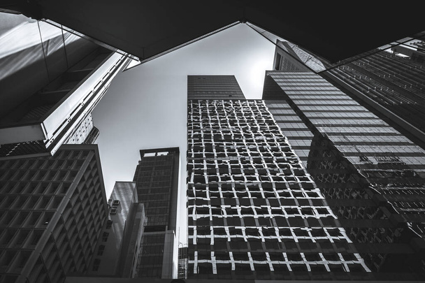 Hong Kong Commercial Building Close Up; Black and White style - Valokuva, kuva