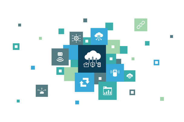 Internet of things Infographic 10 βήματα bubble design.Dashboard, Cloud Computing, Smart assistant, εικόνες συγχρονισμού - Διάνυσμα, εικόνα