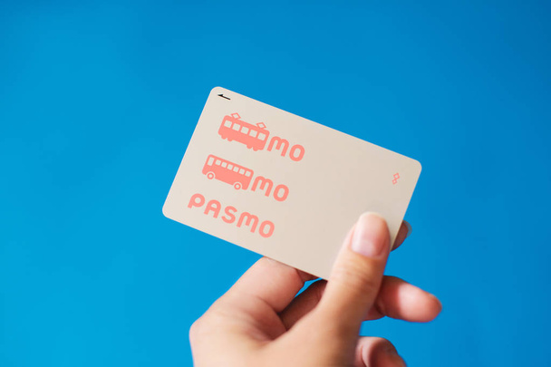 Pasmo payment card. Pasmo is a rechargeable contactless smart card, electronic money system. It is primarily used for public transport in Tokyo, Japan. - Foto, afbeelding