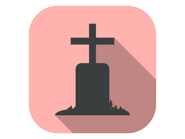 Tomb icon with long shadow. Gravestone flat style. Halloween, October 31st. Vector illustration - Vector, Image