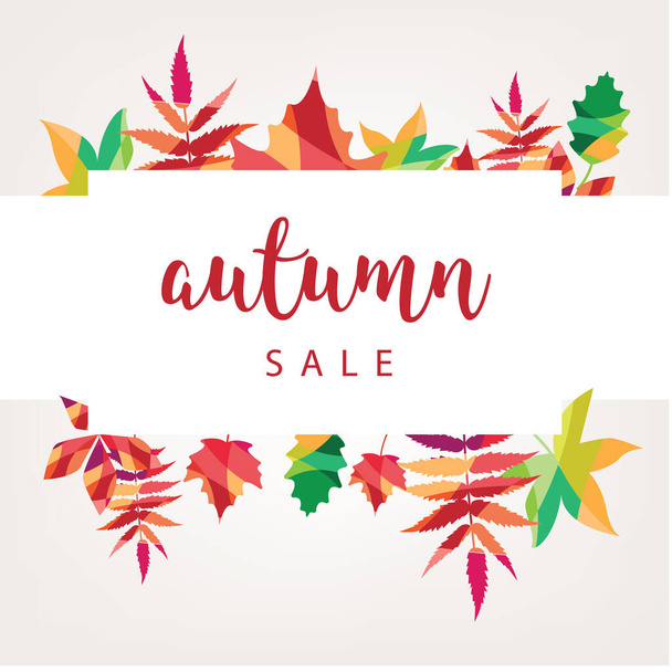 Bright banner for autumn sale from leaves. Vector illustration. - Vector, afbeelding