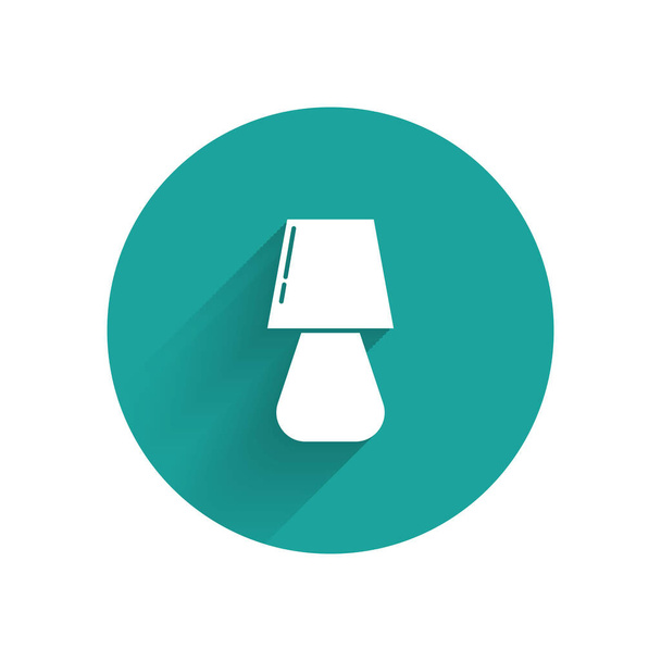 White Table lamp icon isolated with long shadow. Green circle button. Vector Illustration - Vector, Image
