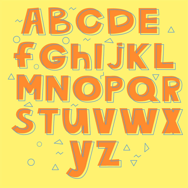 Vector Hand drawn childish Latin alphabet - Vektor, kép