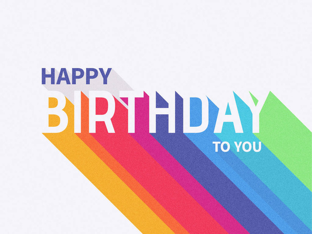 Happy Birthday typography with colorful long shadow effect and negative space vector card. - Vektor, obrázek