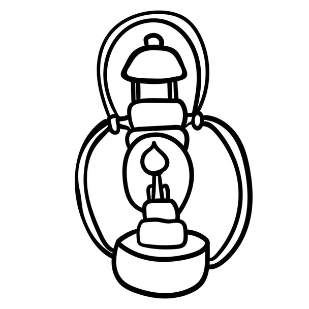 Oil lamp accessory for comfort. Coloring page adult and kids. Season is winter or fall. Warmth and comfort. - Vector. Vector illustration - Vector, Image