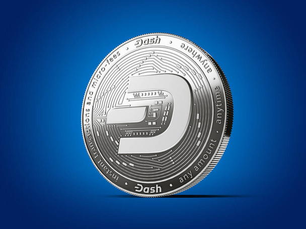 Dash cryptocurrency concept coin with new, 2019 updated logo. Is - Photo, Image