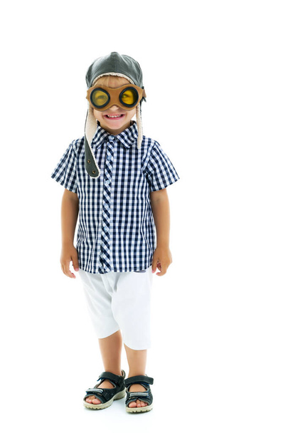 Cute little boy in helmet pilot. - Photo, Image