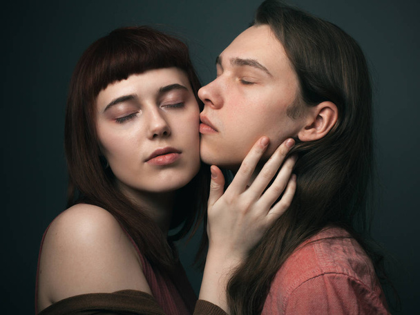 Passionate couple in love. Studio portrait. - Valokuva, kuva