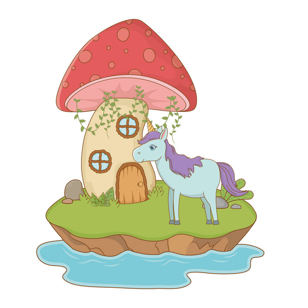 Mushroom and character of fairytale design vector illustration. - Vector, Imagen