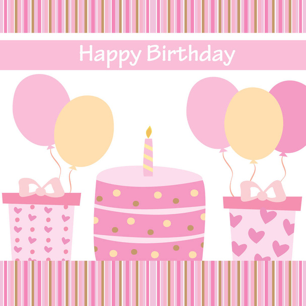 Cute birthday card specially for girls and baby girls. - Zdjęcie, obraz