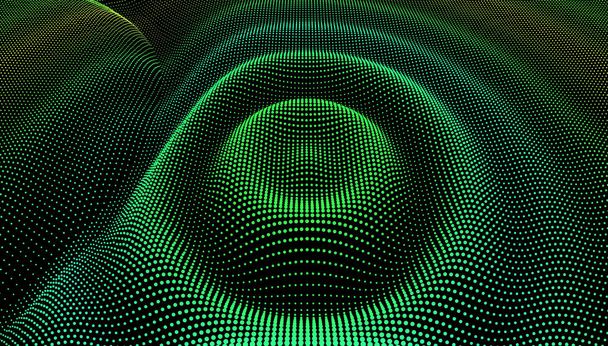 Effetto ondulazione ondulato di particelle 3D. Superficie griglia colore
 - Vettoriali, immagini