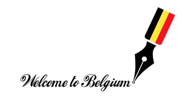Toll Belgium zászlóval, Üdvözöljük Belgiumban - Vektor, kép