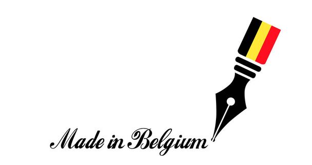 Перо с бельгийским флагом, Сделано в Бельгии
 - Вектор,изображение