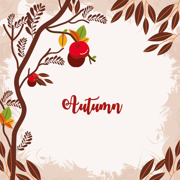 herfst bladeren en fruit frame - Vector, afbeelding