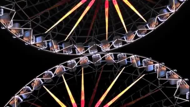 Kirmes Riesenrad noria bei Nacht mit Lichtern - 3 Schnitte - Filmmaterial, Video