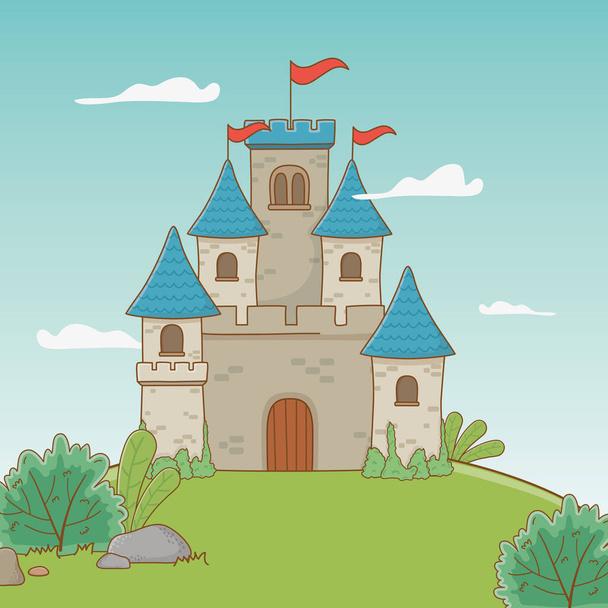 Замок с векторной иллюстрацией дизайна пенантов - Вектор,изображение