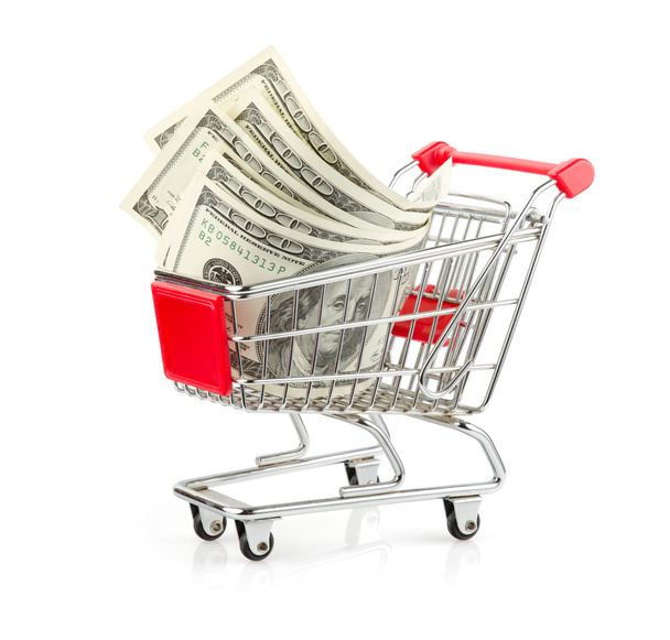 Money in Shopping Cart - Foto, Bild