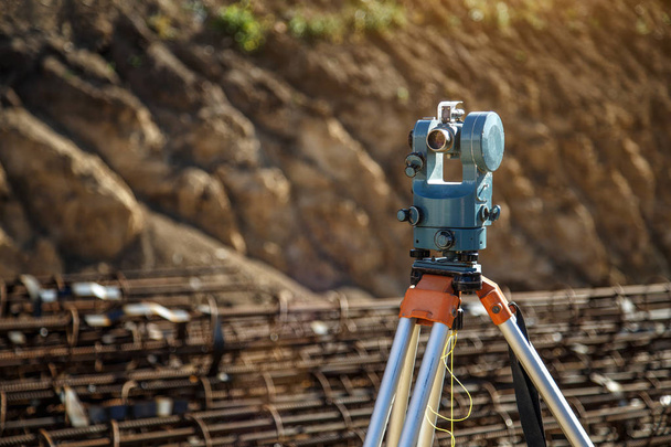 Surveyor equipment GPS system or theodolite outdoors at highway  - Foto, immagini