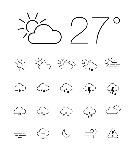 sada ikon tenké počasí - Vektor, obrázek