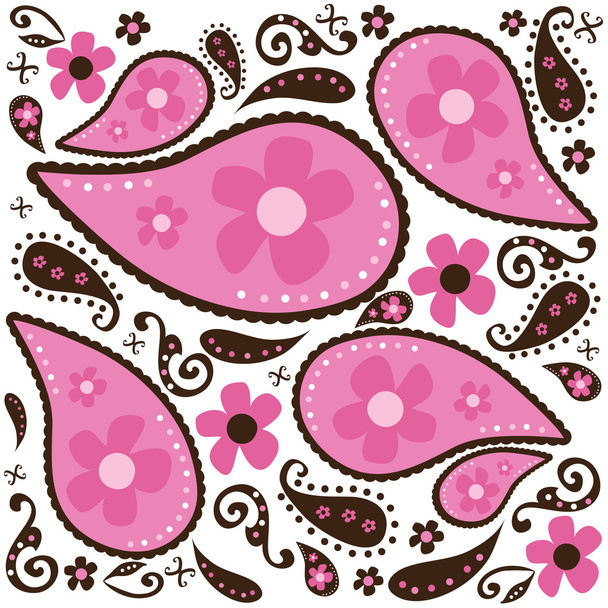 Розовый дизайн Пейсли
 - Вектор,изображение