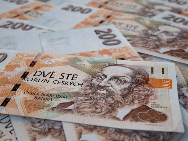 Geld van de Tsjechische Republiek, financiële achtergrond. Tsk. Macro-injectie - Foto, afbeelding