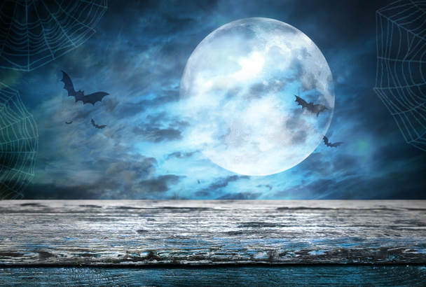 Empty wooden table - Halloween background - Photo, Image